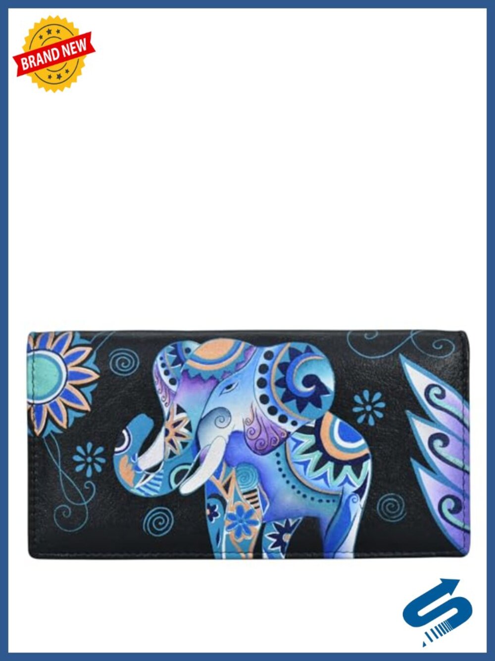 Hand-Painted Genuine Leather RFID Two Fold Clutch Wallet with Card Holders